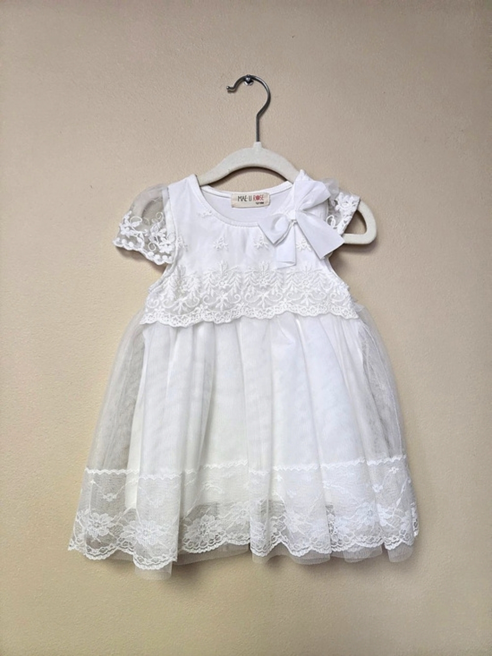 MAE LI ROSE Baby Girls Floral Lace Dress Size 12M/18M Like New